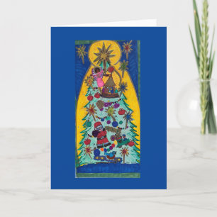 Christmas Tree - Whimsical Decorations, Diversity. Holiday Card