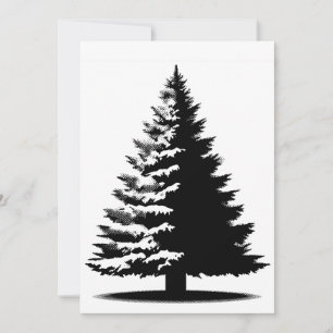 Christmas Tree White & Black Elegant Distressed Holiday Card