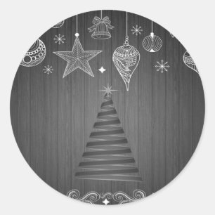 Christmas Tree,White Christmas Ornaments Classic Round Sticker