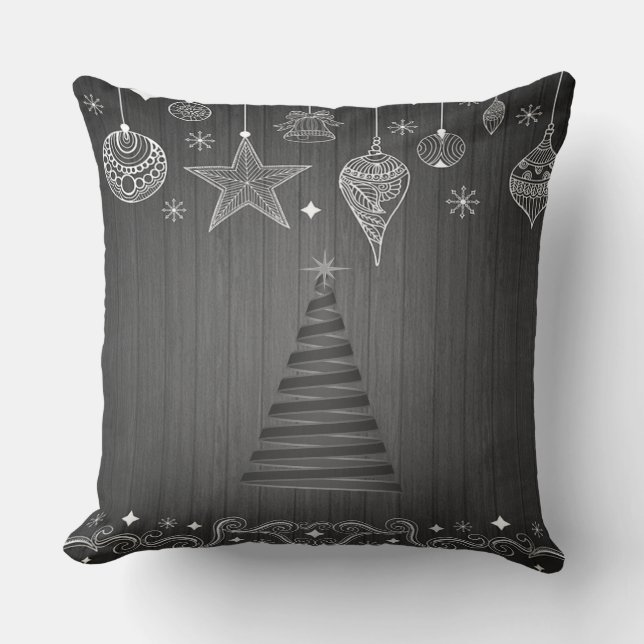 Christmas Tree, White Christmas Ornaments Cushion (Front)
