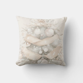 Christmas tree white cream rustic stylish pine cushion
