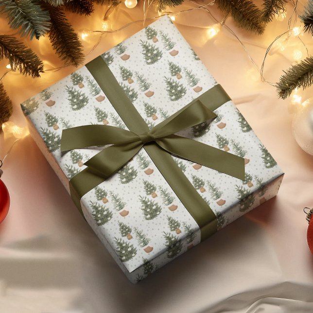Christmas Tree White Flowers Snow | Wrapping Paper (Creator Uploaded)