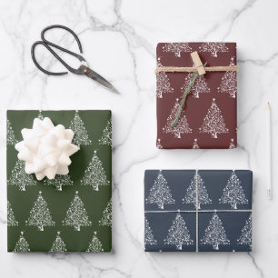 Christmas tree white with country shade background wrapping paper sheet