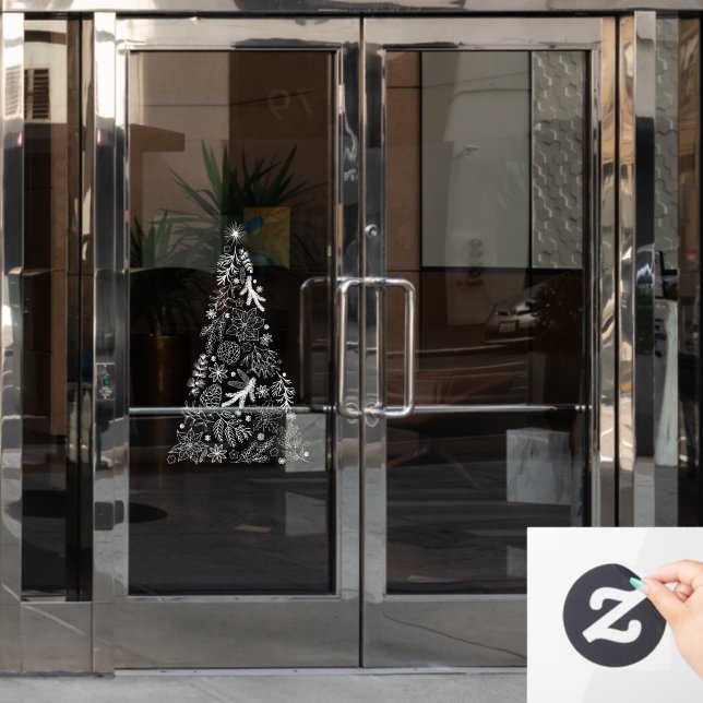 Christmas Tree window decals vinyl window cling (Office Door)
