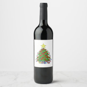 Christmas tree wine label