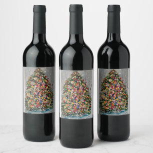 Christmas tree wine label