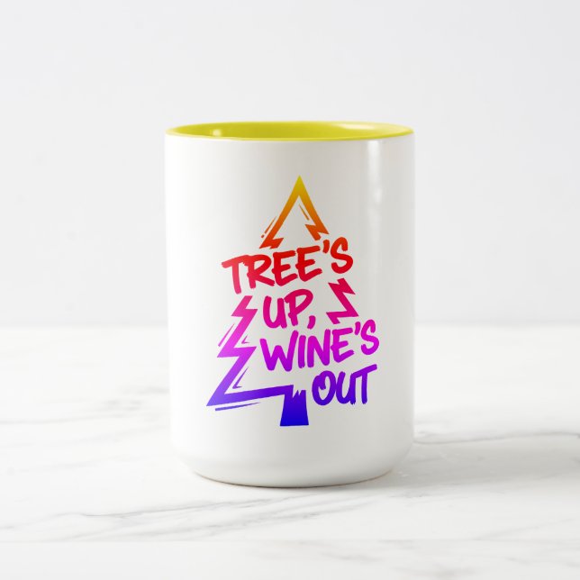 Christmas Tree Wine Lover Two-Tone Coffee Mug (Center)