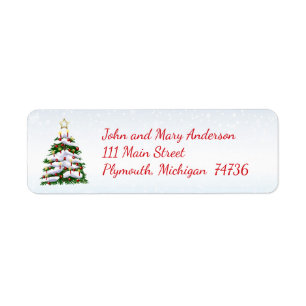 Christmas Tree Winter Address Label