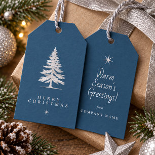Christmas Tree Winter Motif Blue Silver ID1336 Gift Tags