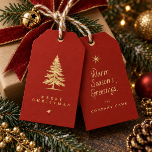 Christmas Tree Winter Motif Gold Red ID1336 Gift Tags