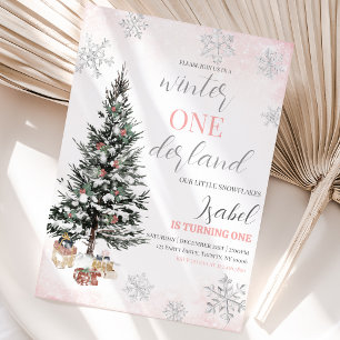Christmas Tree Winter Onderland Birthday Invitation