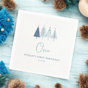 Christmas Tree Winter Onederland Boy 1st Birthda Napkin