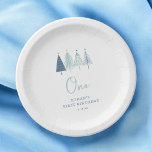 Christmas Tree Winter Onederland Boy 1st Birthda Paper Plate<br><div class="desc">Christmas Tree Winter Onederland Boy 1st Birthday Napkins
Pink christmas trees theme is perfect for minimal and modern birthday party! Choose our pastel blush rainbow design for your kids 1st birthday party.</div>