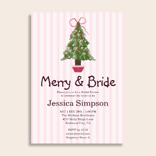Christmas Tree Winter Pink Cute Bridal Shower Invitation