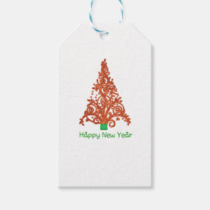 christmas tree with amazing red glitter gift tags