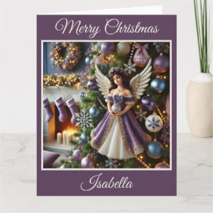 Christmas Tree with Angel (Purple) Card