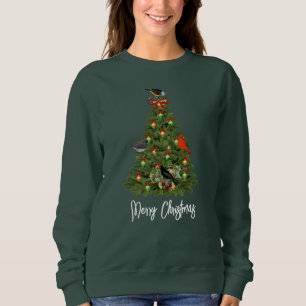 Christmas Tree with Birds Holiday  Sweatshirt