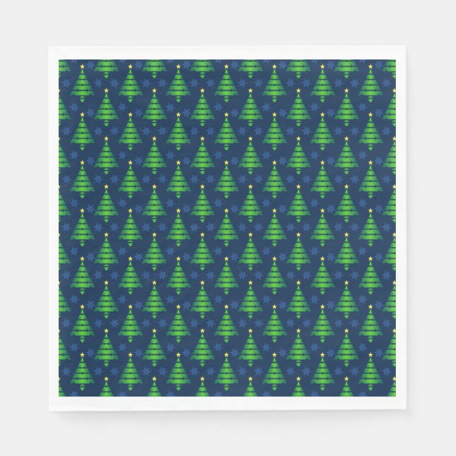 Christmas Tree with Blue Snowflake and Background Napkin (Front)