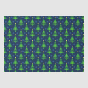 Christmas Tree with Blue Snowflake and Background Tissue Paper