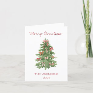 Christmas Tree with Bows Folded Holiday Card