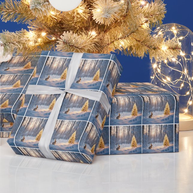 Christmas Tree With Bunny Wrapping Paper (Holidays)