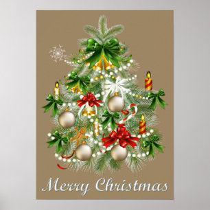 Christmas Tree With Candles Poster