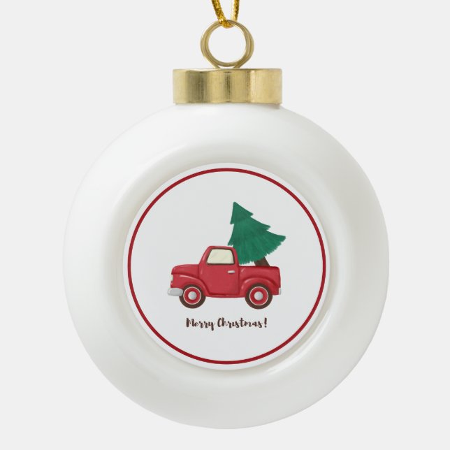 Christmas tree with car  ceramic tree decoration (Front)