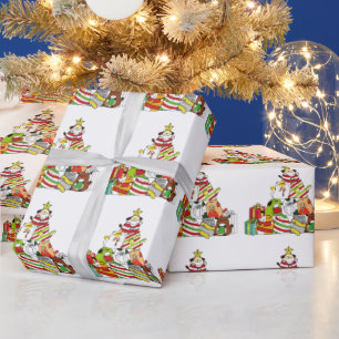 Christmas Tree with Cats and Dogs Wrapping Paper