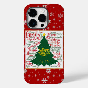 Christmas tree with Christmas words & snowflakes Case-Mate iPhone 14 Pro Case