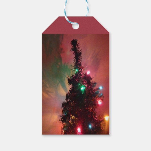 Christmas Tree with Colourful Lights Gift Tag (Front)