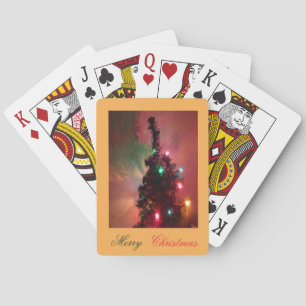 Christmas Tree with Colourful Lights Playing Cards