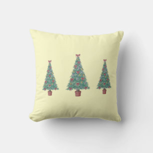 Christmas tree with decorations red bows bells art cushion