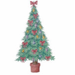 Christmas tree with decorations red bows bells art photo sculpture key ring<br><div class="desc">This festive key chain is made up from an original watercolor Christmas tree illustration. The bright and cheerful design will look special during the holiday season. The originality of the artwork (the tree picture is created by hundreds of tiny dots that are all meticulously hand painted by me) is sure...</div>