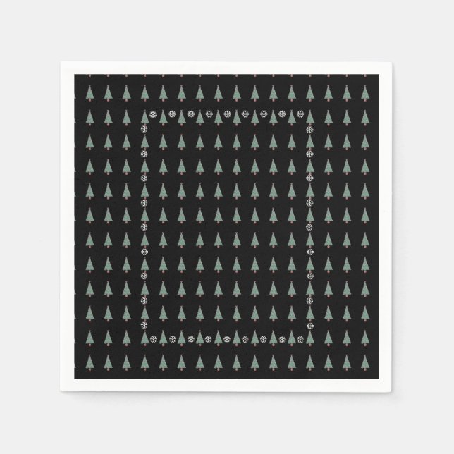 Christmas tree with decorations red bows bells napkin (Front)