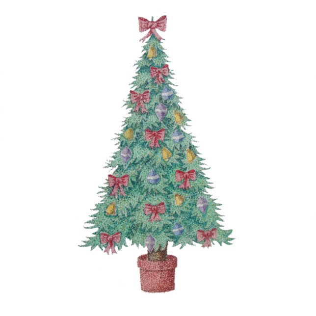 Christmas tree with decorations red bows bells tablecloth (Creator Uploaded)