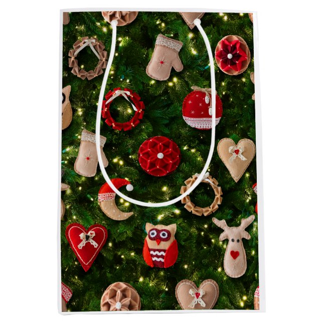 Christmas tree with felt toys medium gift bag (Front)