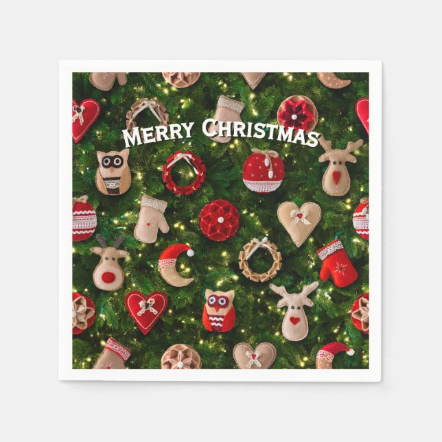 Christmas tree with felt toys napkin (Front)