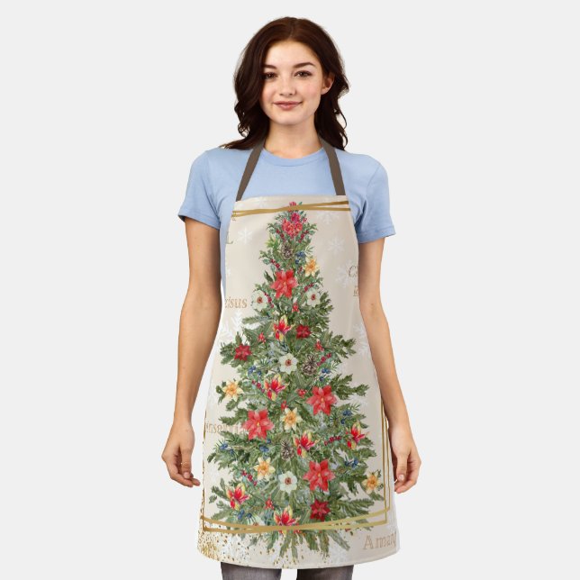 Christmas Tree with Flowers Apron (Worn)