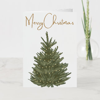 Christmas Tree with Foiled twinkling lights Foil Greeting Card