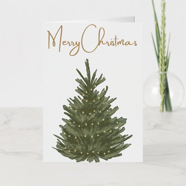 Christmas Tree with Foiled twinkling lights Foil Greeting Card (Front)