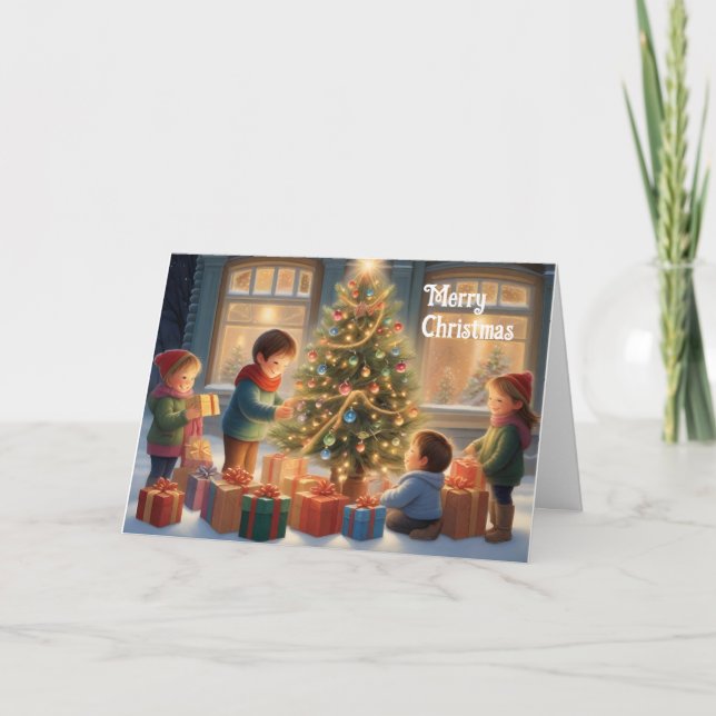 Christmas Tree with Gifts and Children's Joy  Card (Front)
