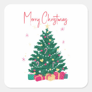 Christmas Tree with Gifts Square Sticker
