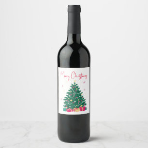 Christmas Tree with Gifts Wine Label