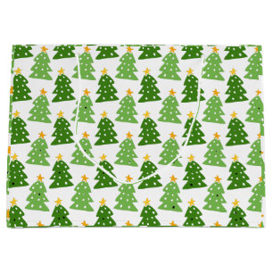 Christmas Tree with Golden Star White Large Gift Bag