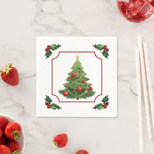 Christmas Tree with Holly Napkin