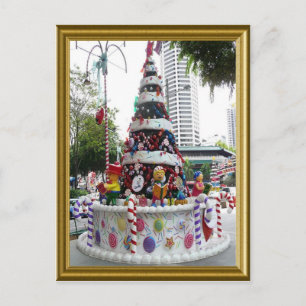 Christmas tree with icing on it holiday postcard