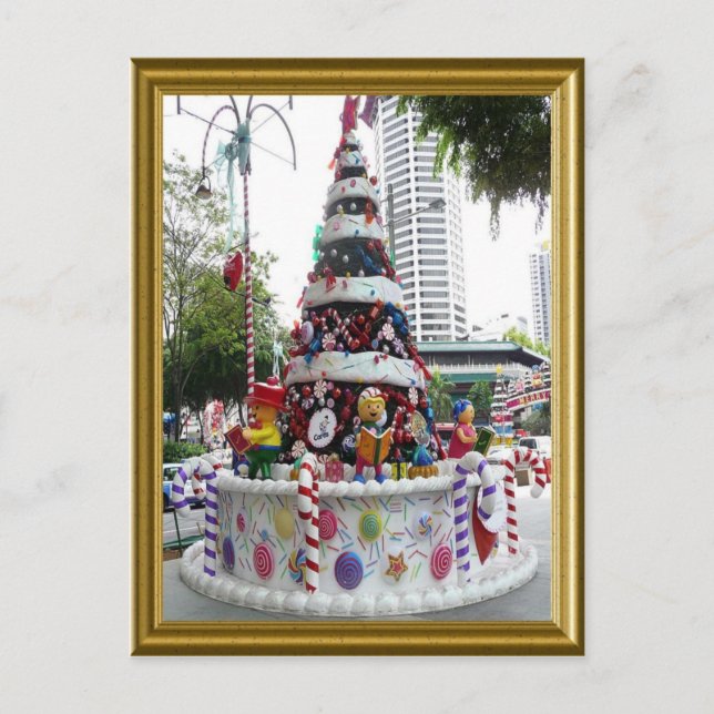 Christmas tree with icing on it holiday postcard (Front)