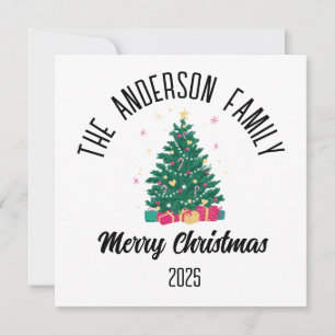 Christmas Tree With Lights Personalized Name Holiday Card
