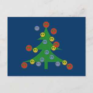 Christmas Tree with Peace Signs Holiday Postcard
