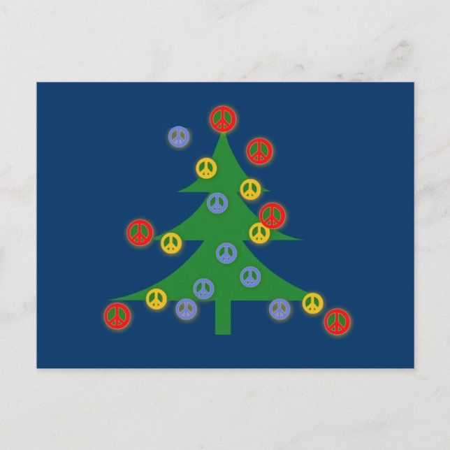 Christmas Tree with Peace Signs Holiday Postcard (Front)